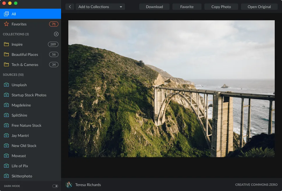 Zoommy app — adding a photo to favorites