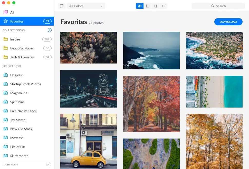 Zoommy app in light and dark themes